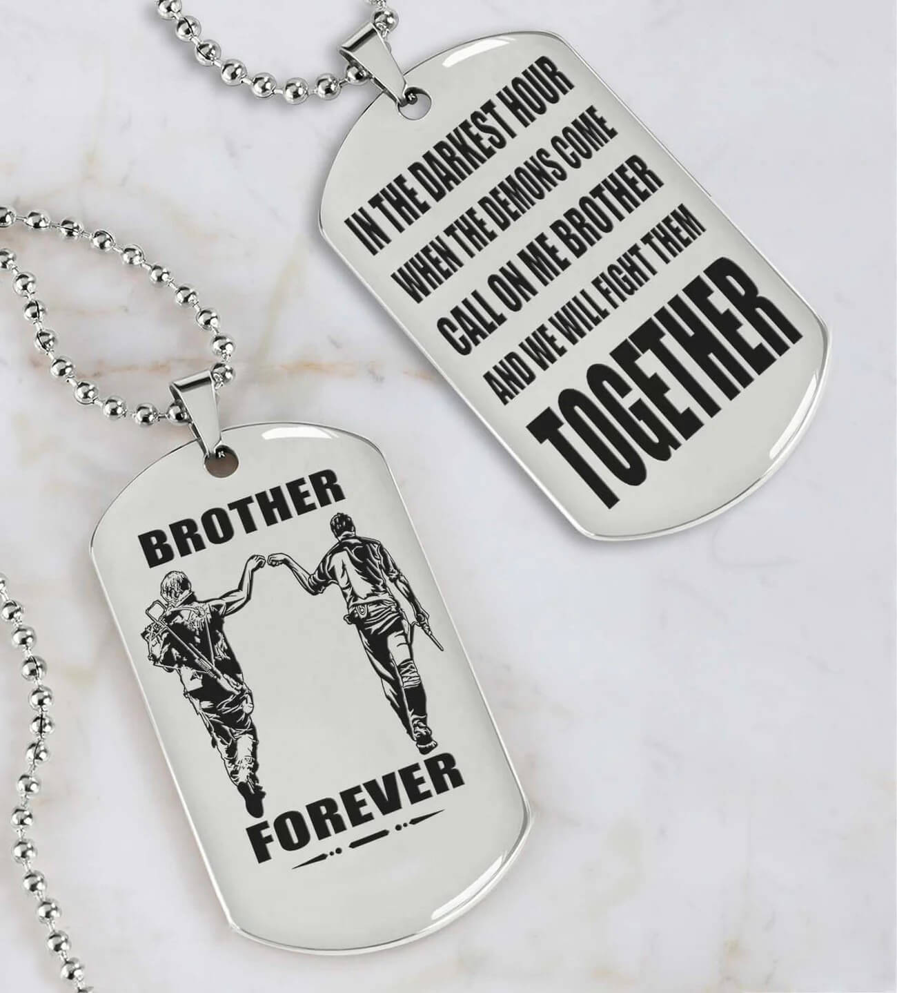 Vikings Engraved Black Dog Tag Double Sided Gift From Brother, Brother Forever