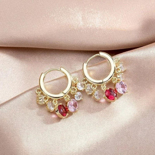 Shiny Colorful Zircon Drop Hoops