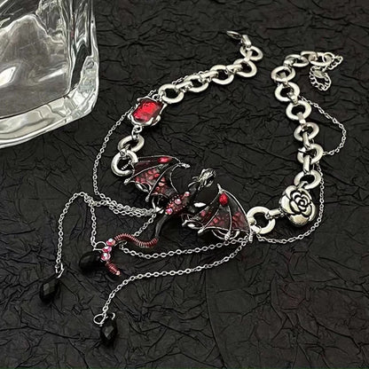 Gothic Punk Dragon Tassel Choker Necklace