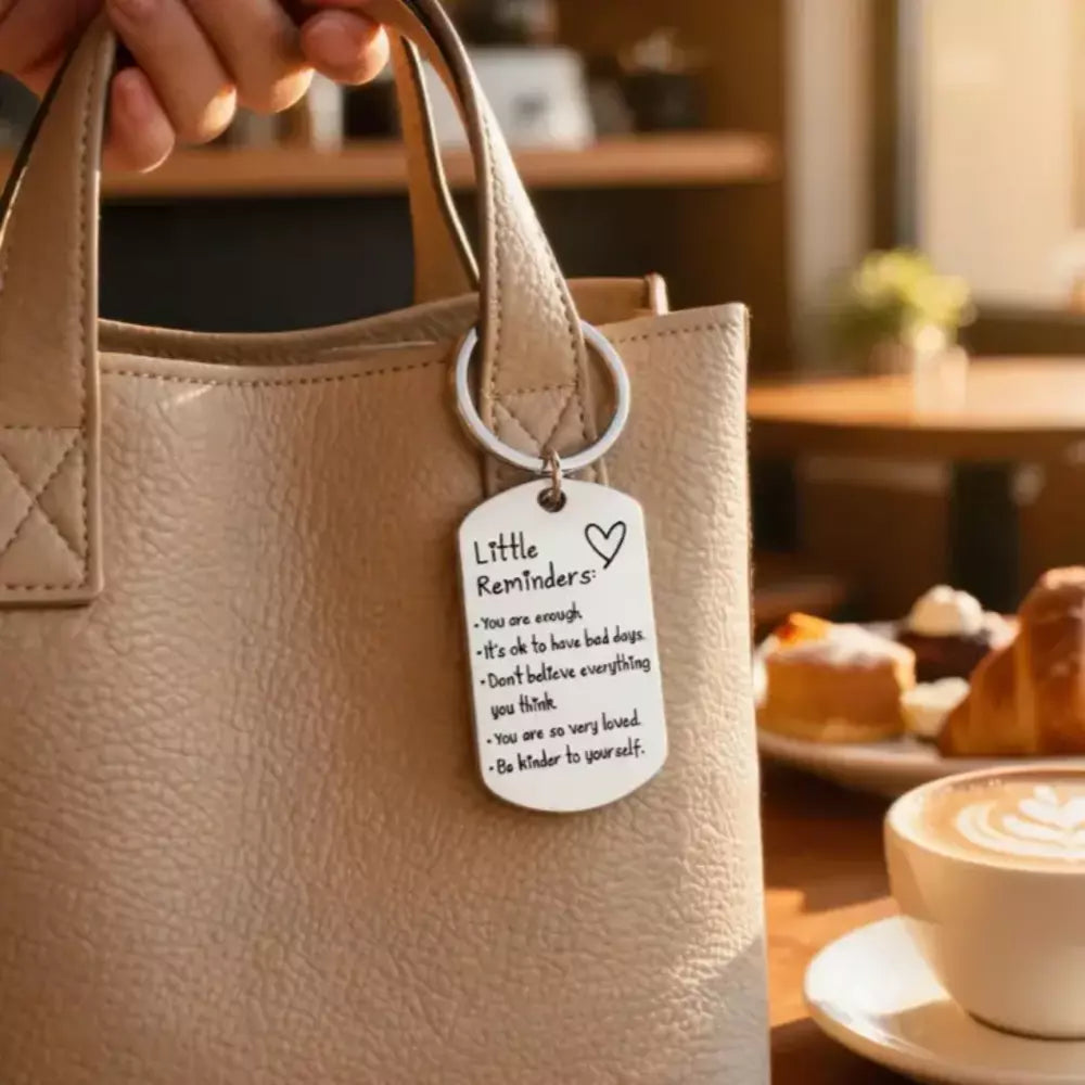 Inspirational keychain attached to everyday keys