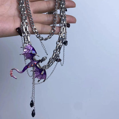 Gothic Punk Dragon Tassel Choker Necklace