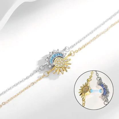 Sun & Moon Bracelet Set, Stackable Celestial Charm Bracelets