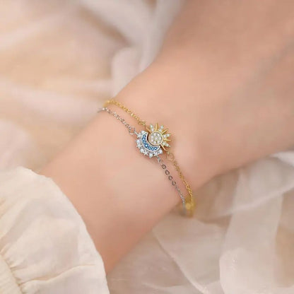 Sun & Moon Bracelet Set, Stackable Celestial Charm Bracelets