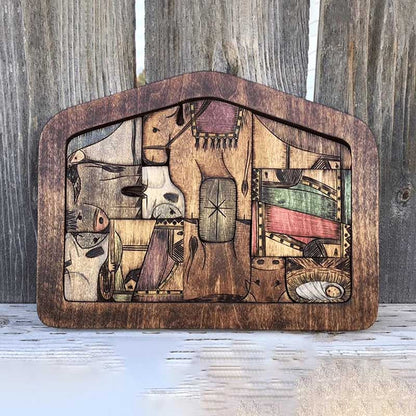 Nativity Puzzle With Wood Burned Design Wooden Jesus Puzzles Set Jigsaw Game