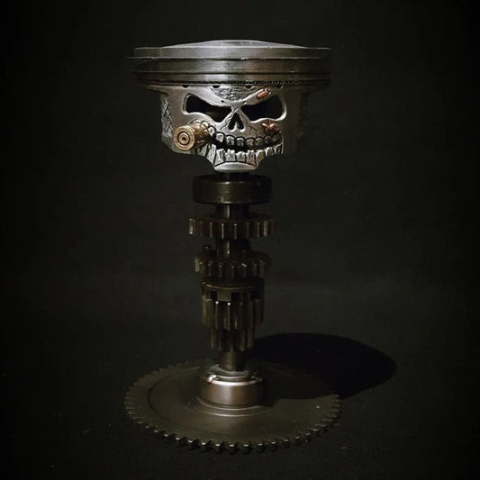 Handmade Piston Skull Face Sculpture