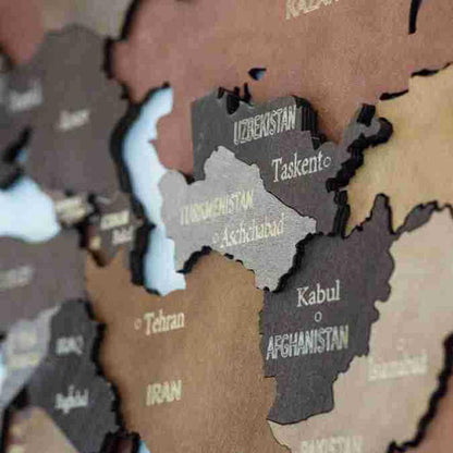 3D Wooden World Map Basswood