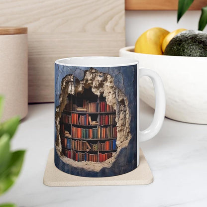 3D Bookshelves Hole In A Wall Mug