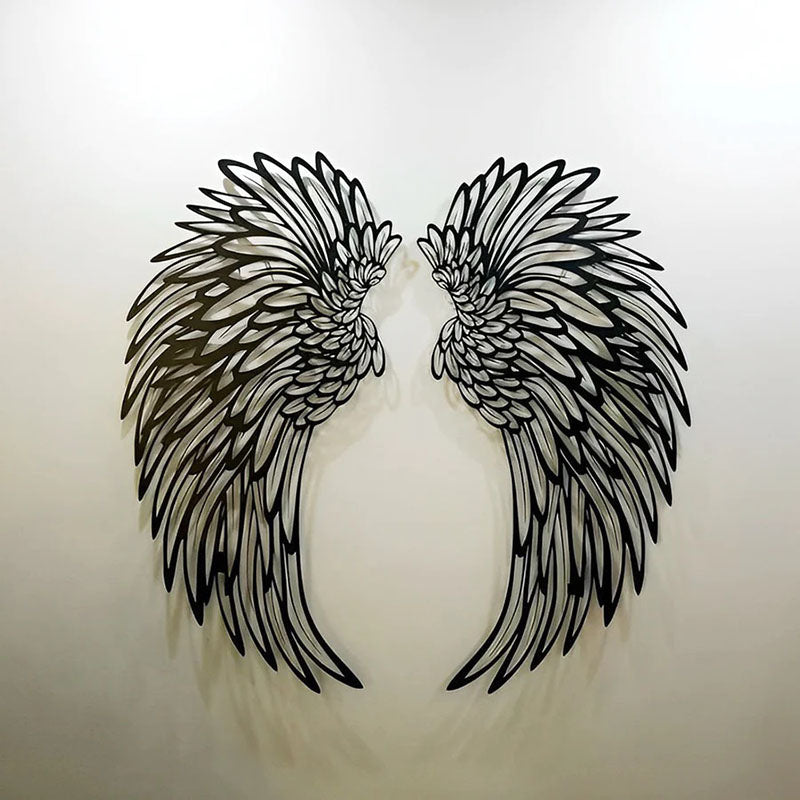 1 Pair Angel Wings Metal Wall Art With Led Lights