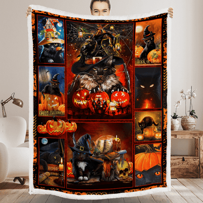 Black Cat A238 Halloween Blanket