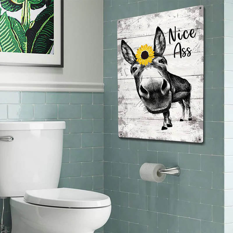 Funny Donkey Sunflower Metal Sign Farmhouse Bathroom Unique Gifts For Home Vintage Farm Animal Design