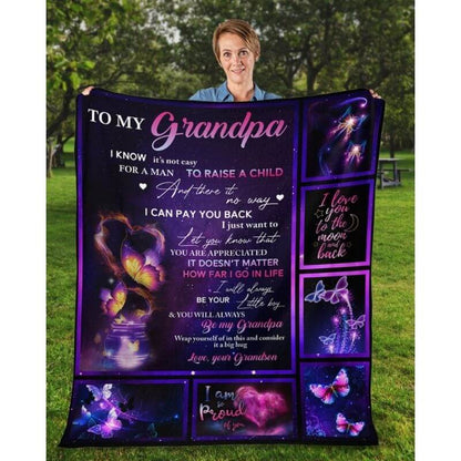 To My Grandpa - From Grandson - Butterfly A315 - Premium Blanket