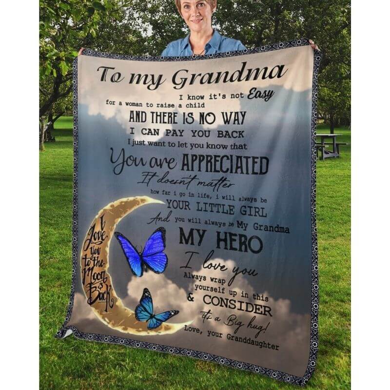 To My Grandma - From Grandddaughter - Butterfly A314 - Premium Blanket