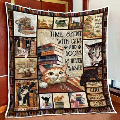 Cats And Books - A427 - Premium Blanket