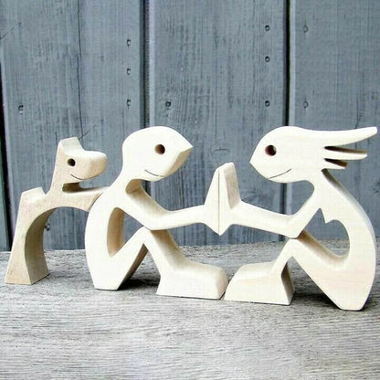 🐕Couple and Dog Wood Sculpture Ornaments