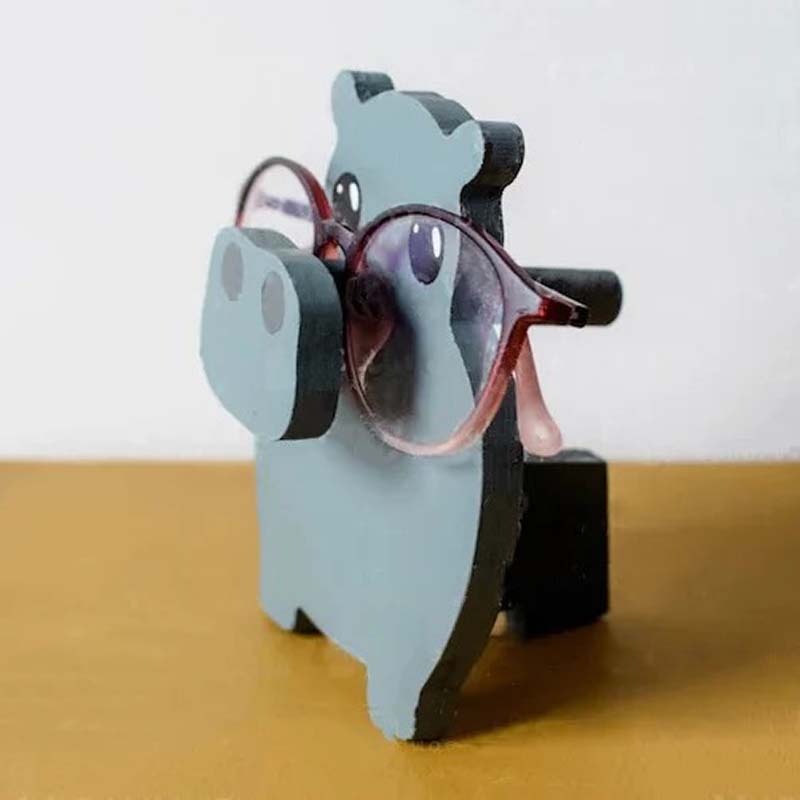 Handmade Glasses Stand F267 Lovely Hippo