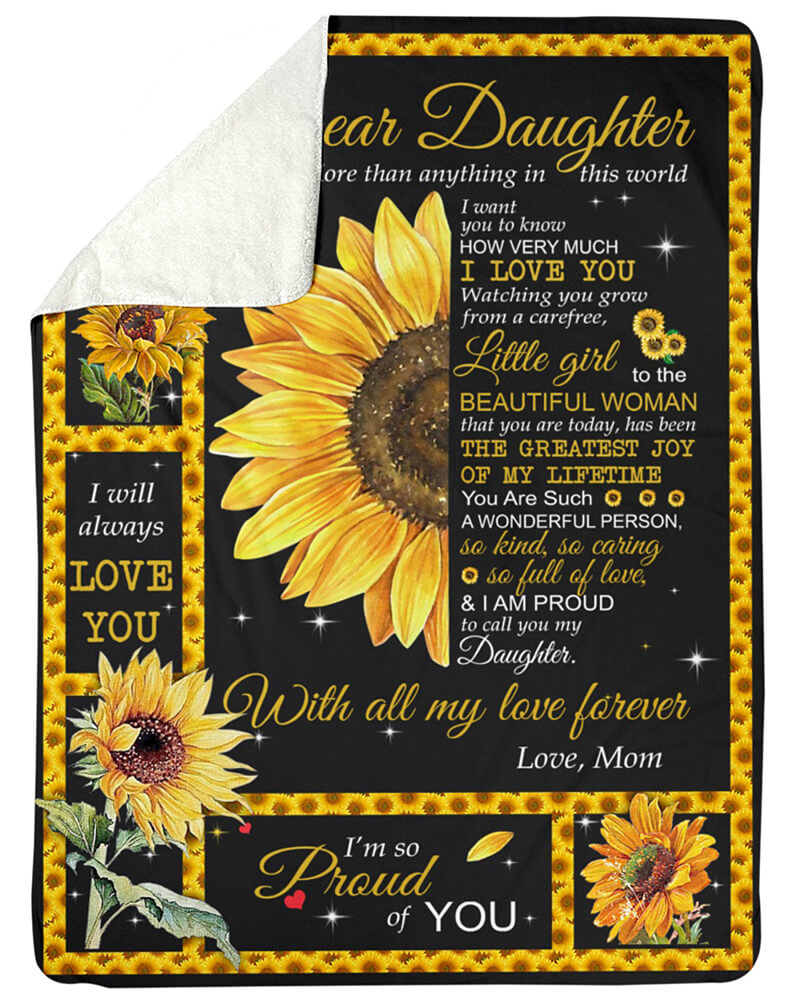 Lovely Gift For Daughter - From Mom - I Love You Sunflower Blanket F020 - Premium Blanket