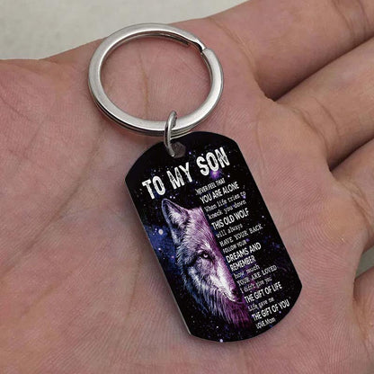 Mom To Son - Life Gave Me The Gift Of You - Wolf Multi Colors Personalized Keychain - A885