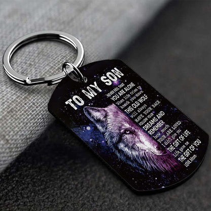 Mom To Son - Life Gave Me The Gift Of You - Wolf Multi Colors Personalized Keychain - A885