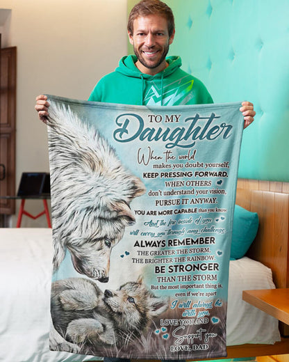 To My Daughter - From Dad - Wolf A246 - Premium Quilt