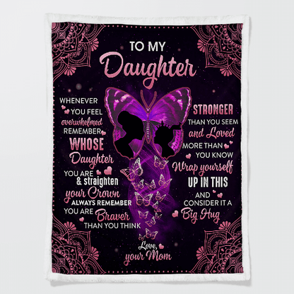 To My Daughter - From Mom - Butterfly F010 - Premium Blanket