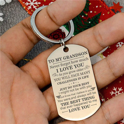 To My Grandson - Just Do Your Best - Inspirational Keychain