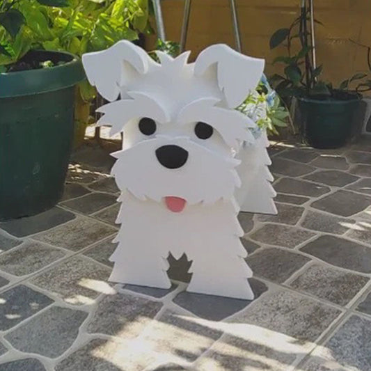 White Schnauzer Planter AP090