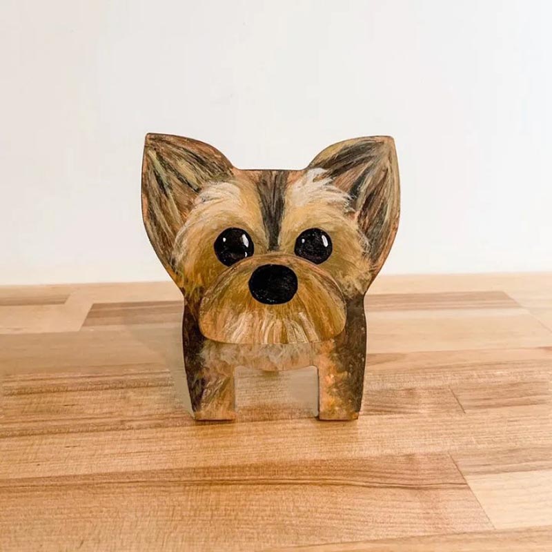 Handmade Glasses Stand F256 Lovely Yorkie