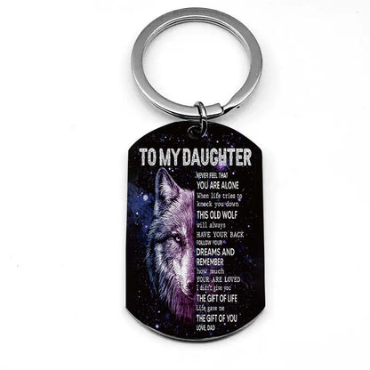 Dad To Daughter - Life Gave Me The Gift Of You - Wolf Multi Colors Personalized Keychain - A885