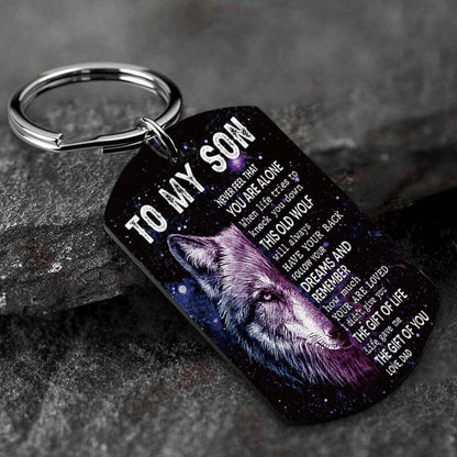 Dad To Son - Life Gave Me The Gift Of You - Wolf Multi Colors Personalized Keychain - A885