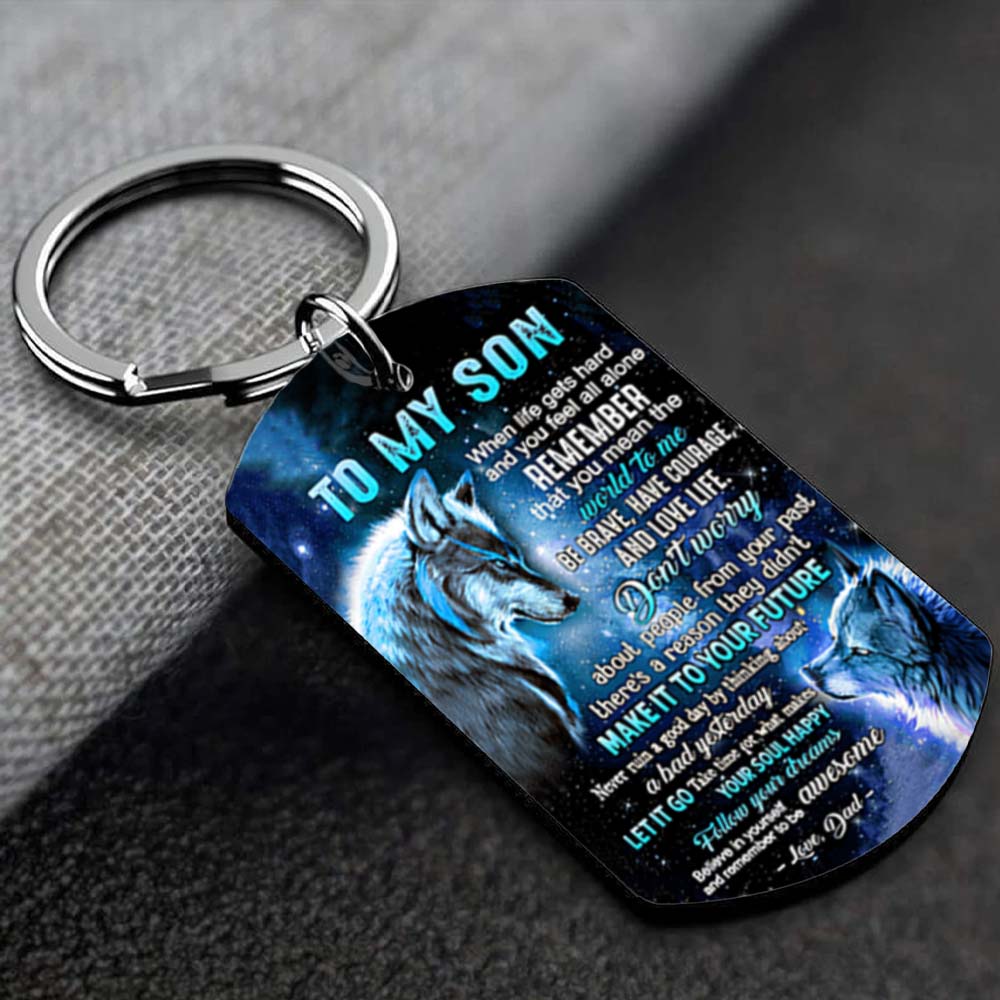 Dad To Son - Let It Go - Wolf Multi Colors Personalized Keychain A882