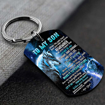 Dad To Son - Let It Go - Wolf Multi Colors Personalized Keychain A882