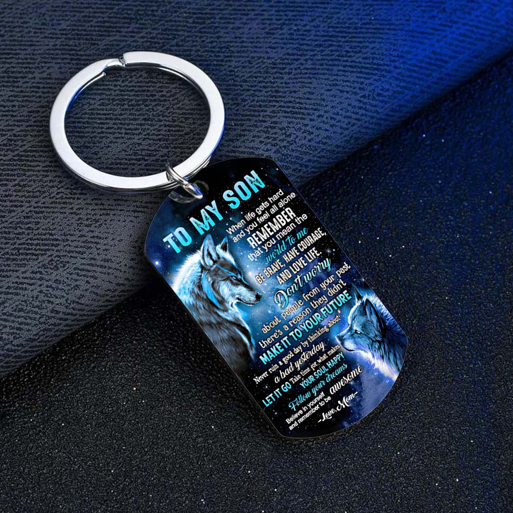 Mom To Son - Let It Go - Wolf Multi Colors Personalized Keychain A882